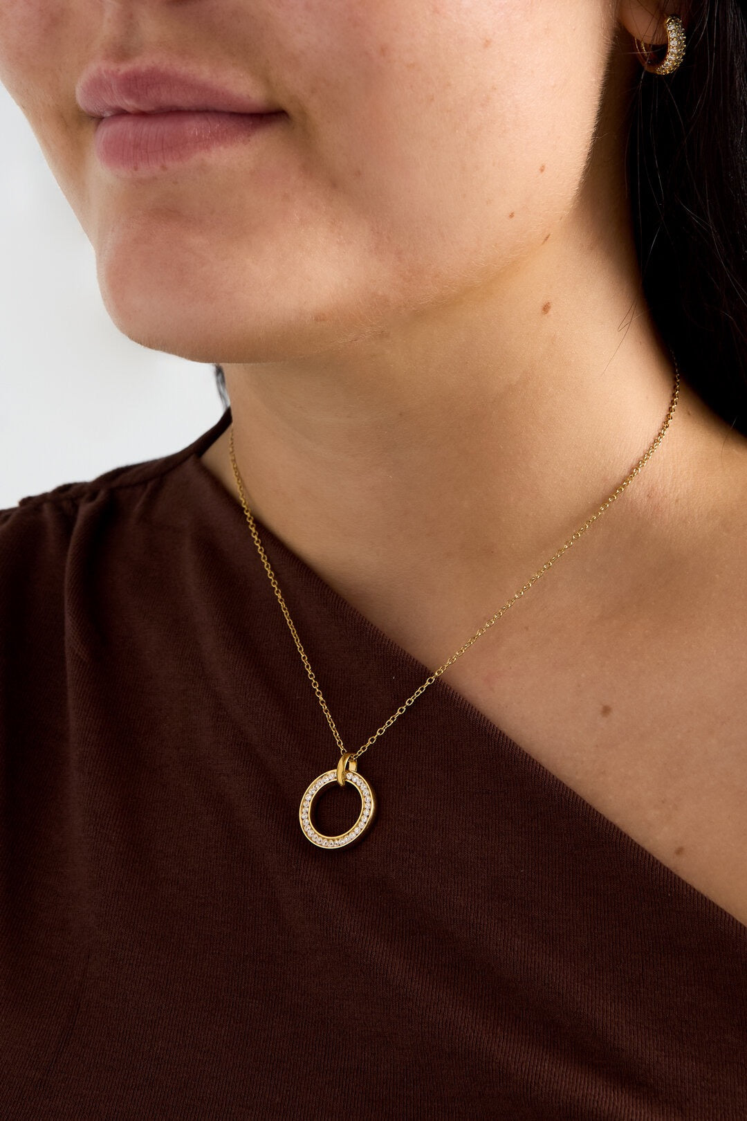 Ketting met belegde cirkel -goud