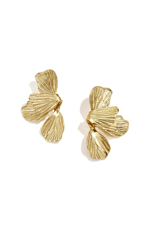 Statement oorbellen halve bloemen -goud
