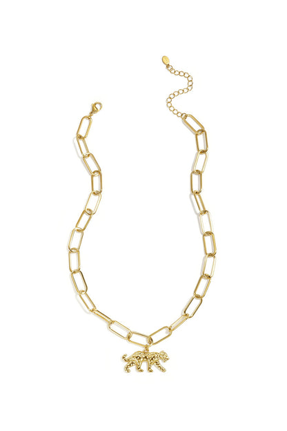 Schakelketting met panterbedel -goud