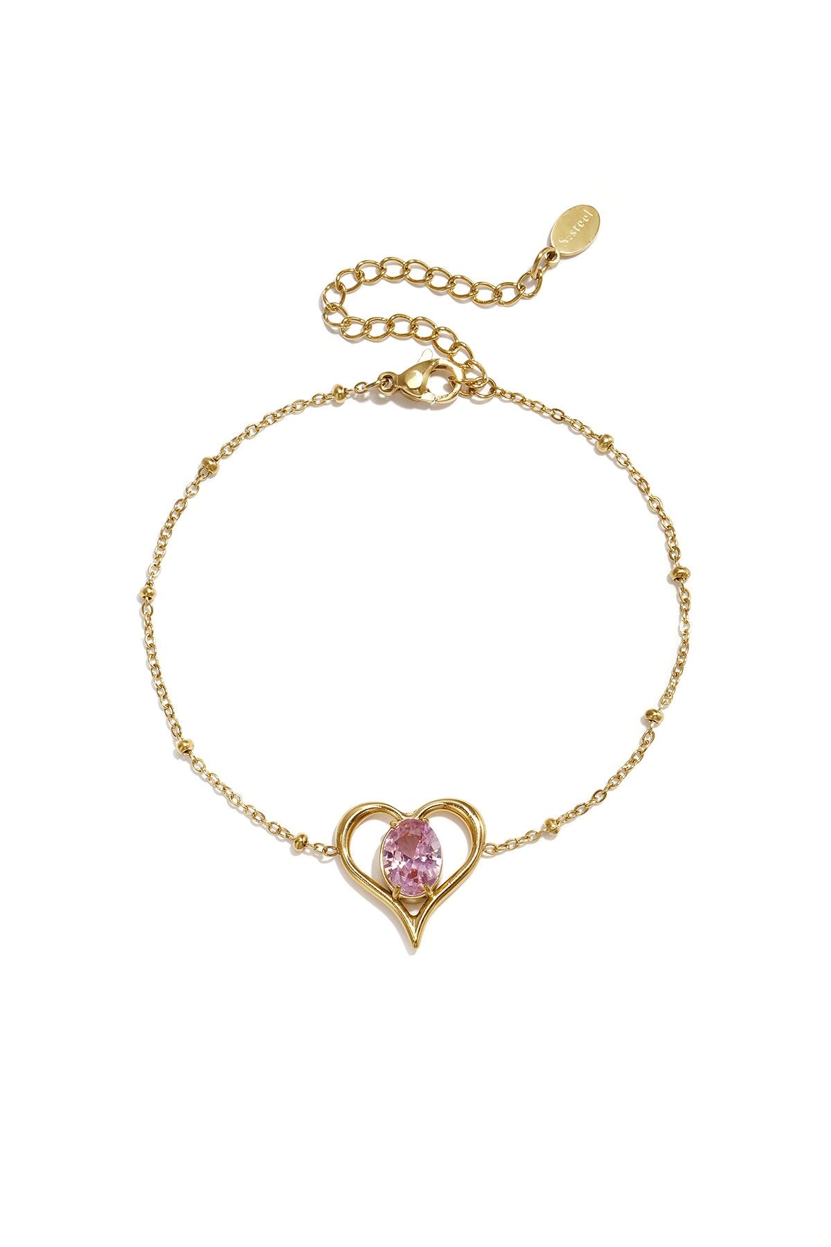 Armband hartje -roze