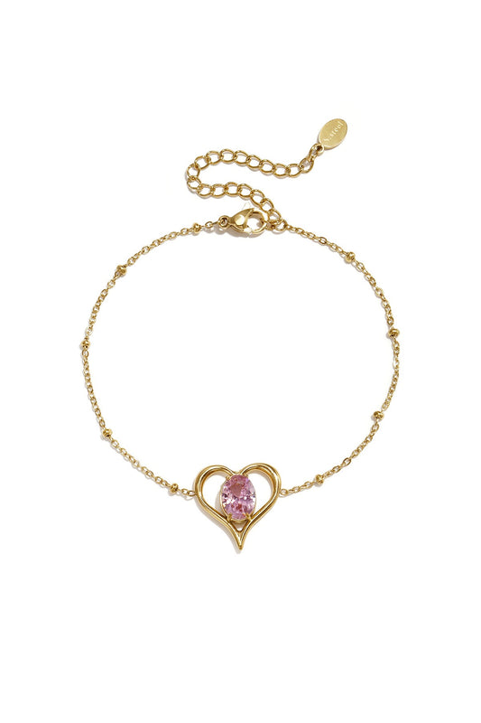 Armband hartje -roze