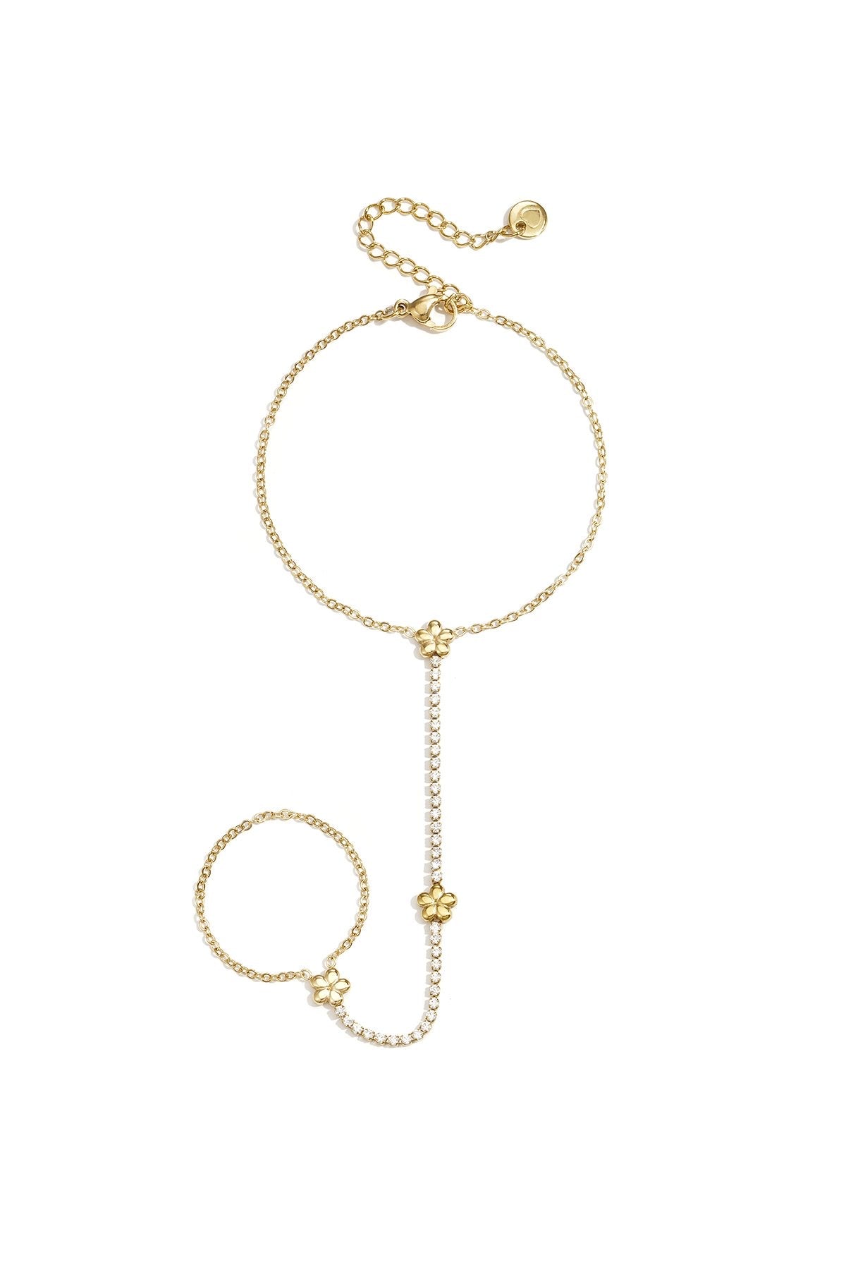 Handchain bloemetjes- goud