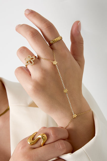 Handchain bloemetjes- goud
