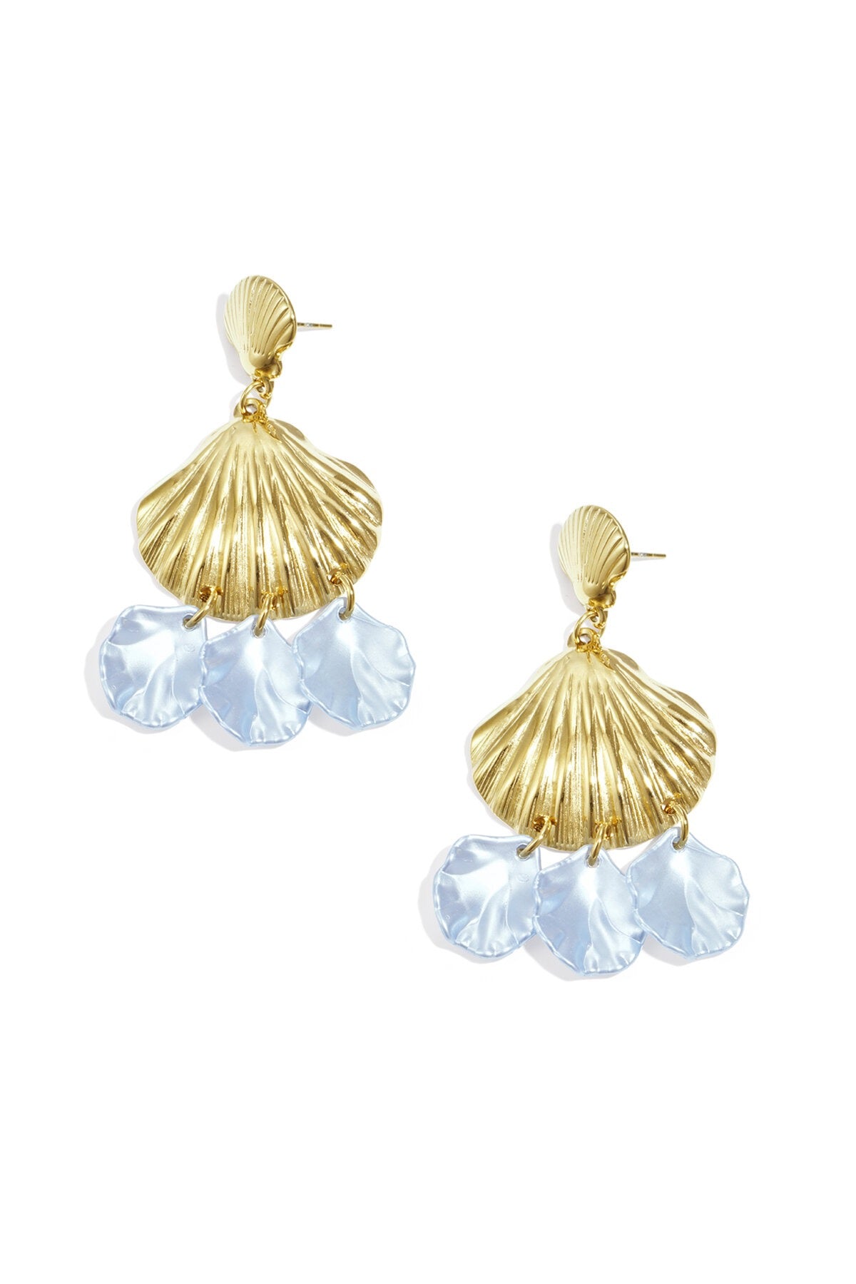 Oorbellen met schelpjes / blauw