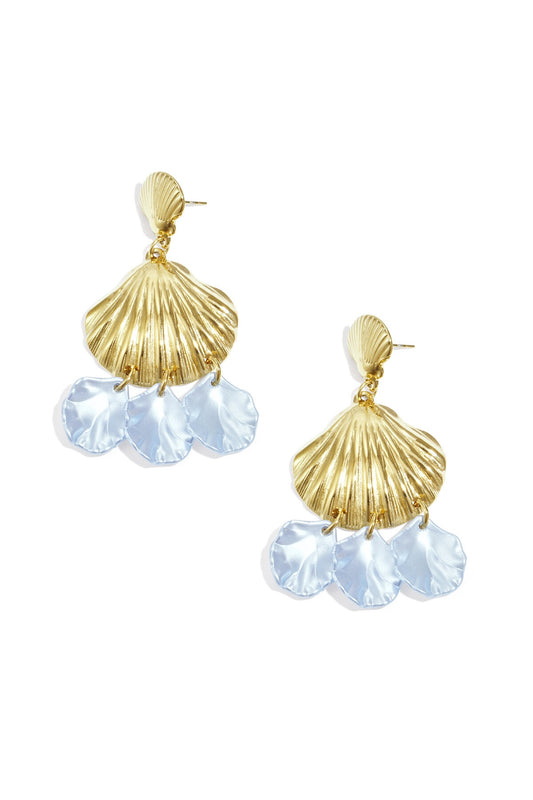 Oorbellen met schelpjes / blauw