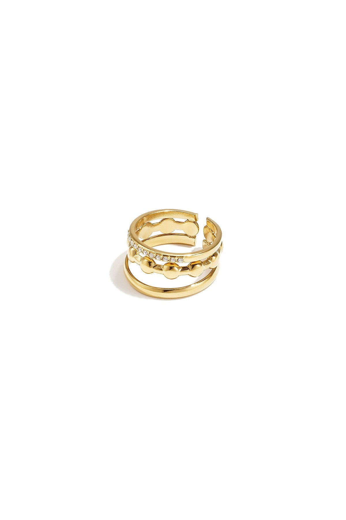 Drie laagse ring ronde details en steentjes