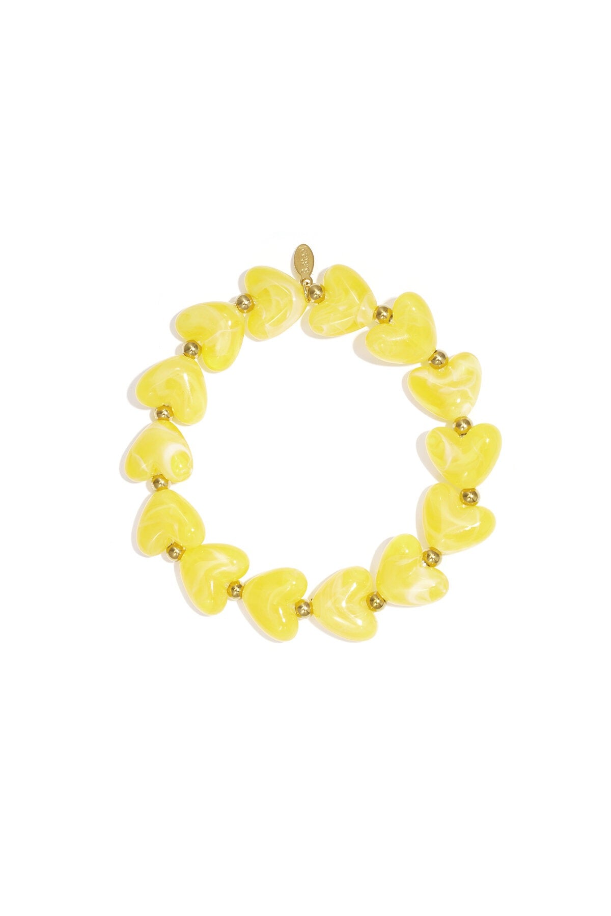 Elastieken hartjes armband - geel