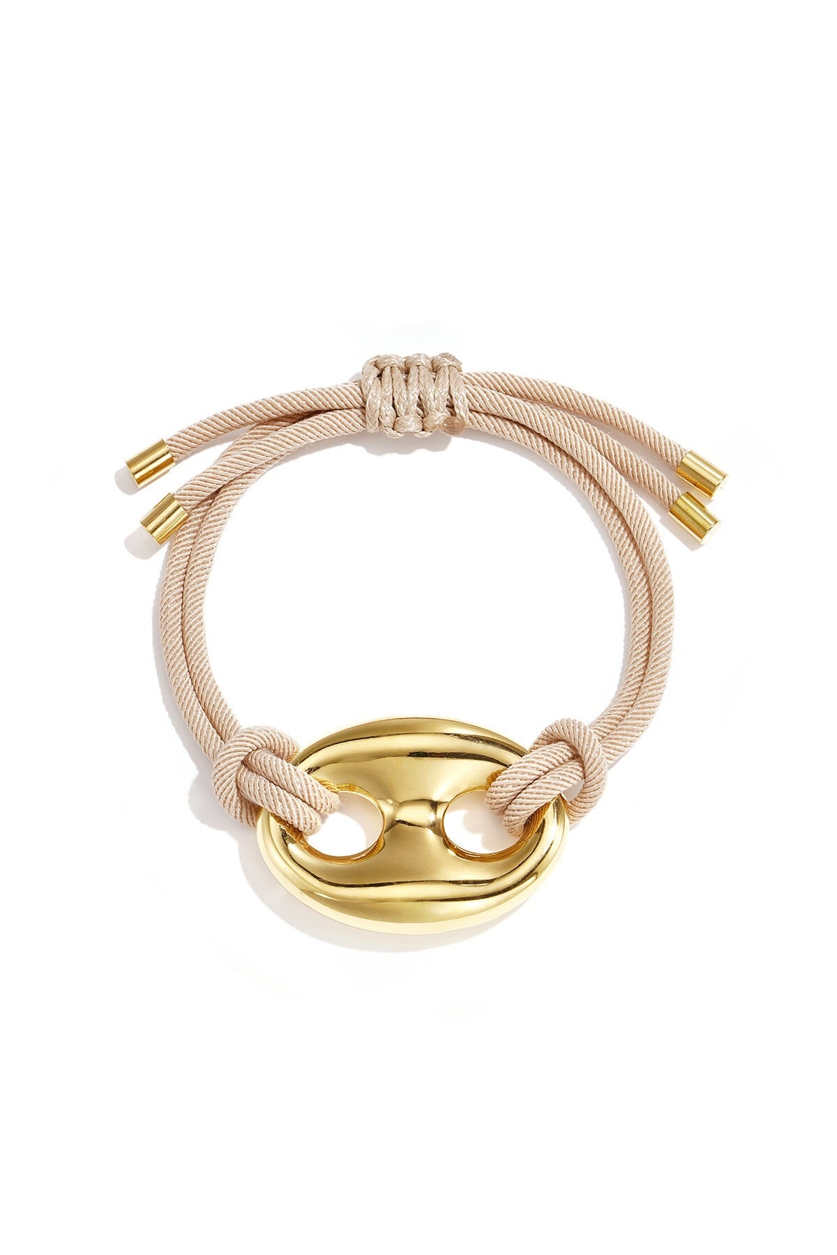 Satijnkoord armband met knoop - Khaki