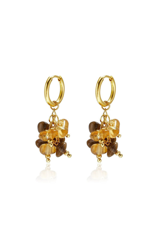 Oorbellen met kralen bruin