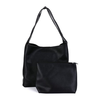 Luxe shopper met make up tas -zwart