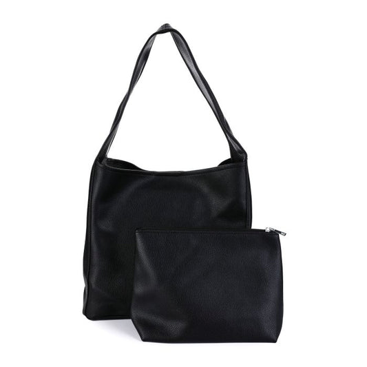 Luxe shopper met make up tas -zwart