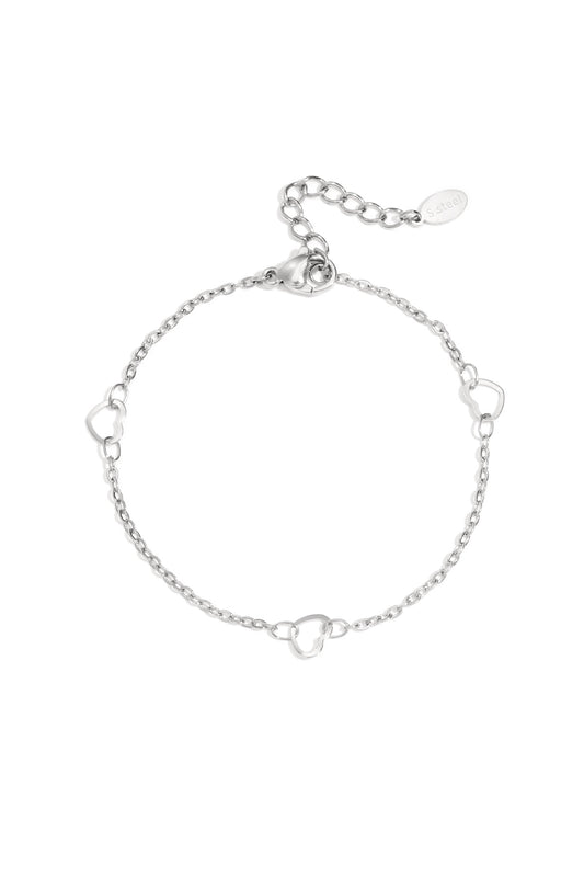 Hart casual armband - zilver