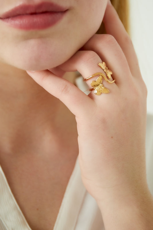 Butterfly ring - goud