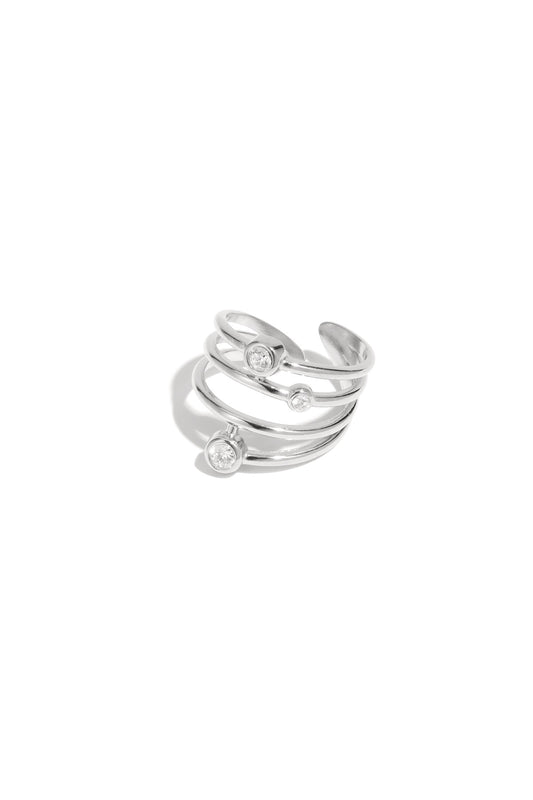 Statemant ring steentjes - zilver
