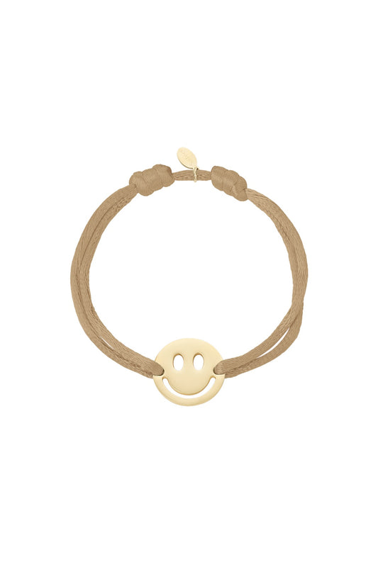 Satijnen armband smiley - taupe