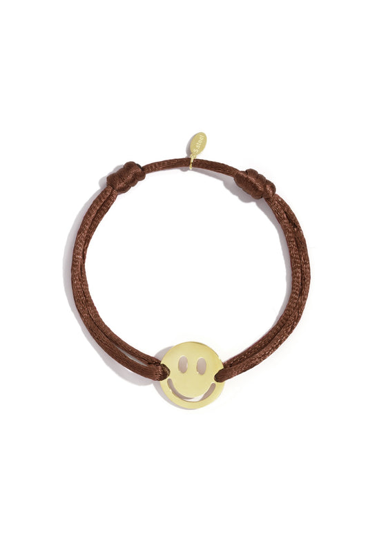 Satijnen armband smiley - brown