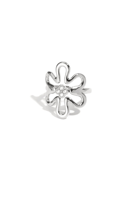 Bloem bling ring - zilver