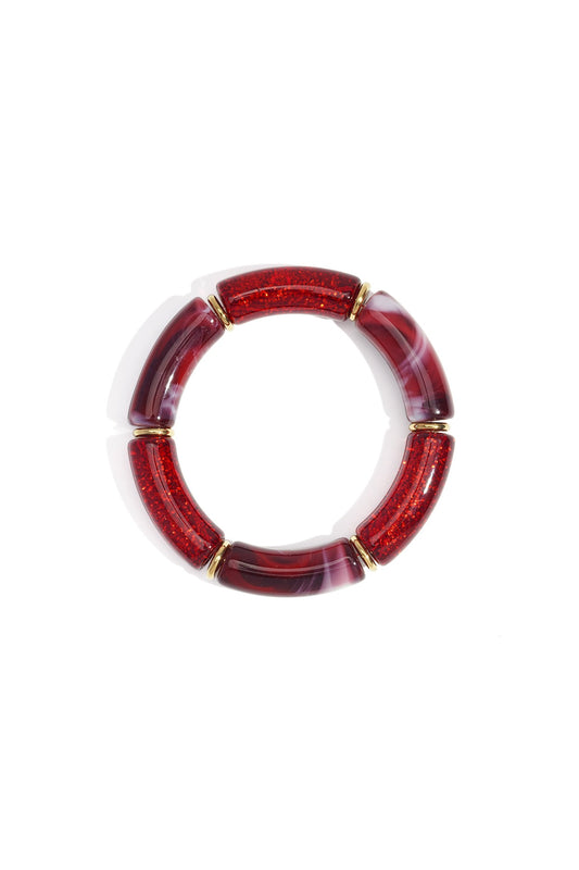 Acryl kralen armband - bordeaux