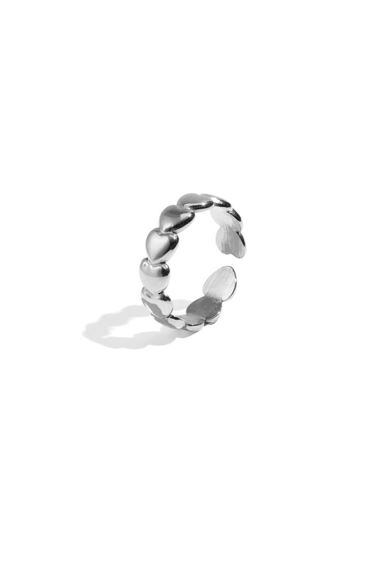 Linked hart ring - zilver
