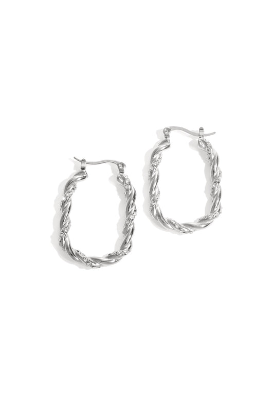 Twisted sparkle hoops - geel