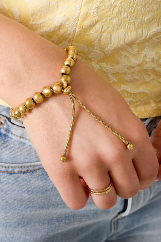 Holle kralen armband 8mm - goud