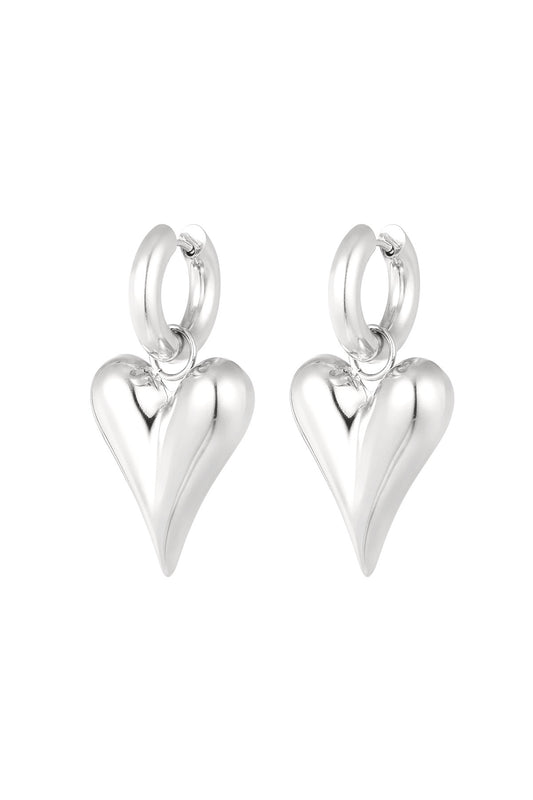 Love oorbellen groot - zilver