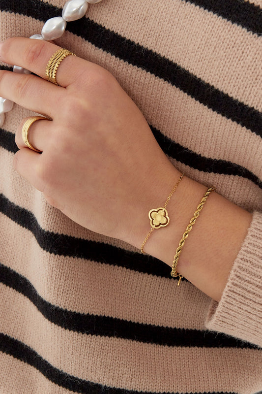Armband dubbele klaver - goud