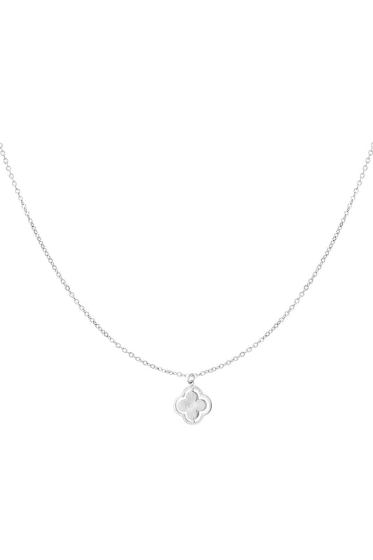 Ketting dubbele klaver - zilver