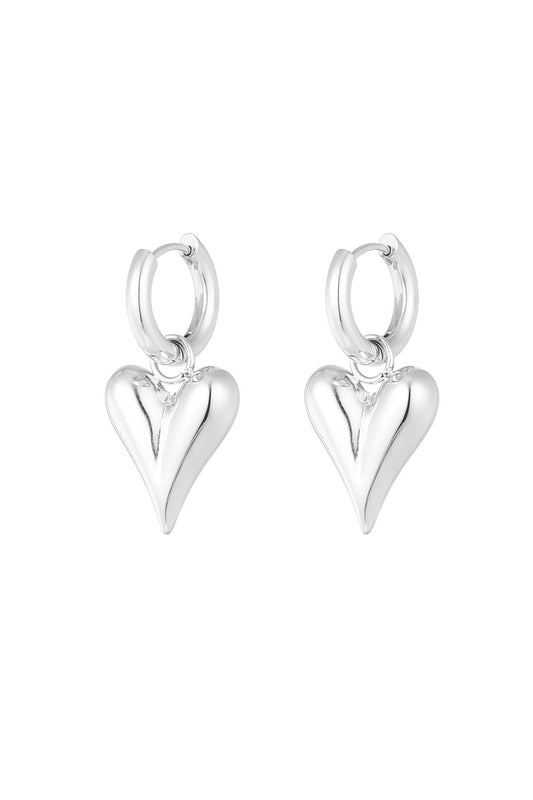 Oorbellen hart medium - zilver
