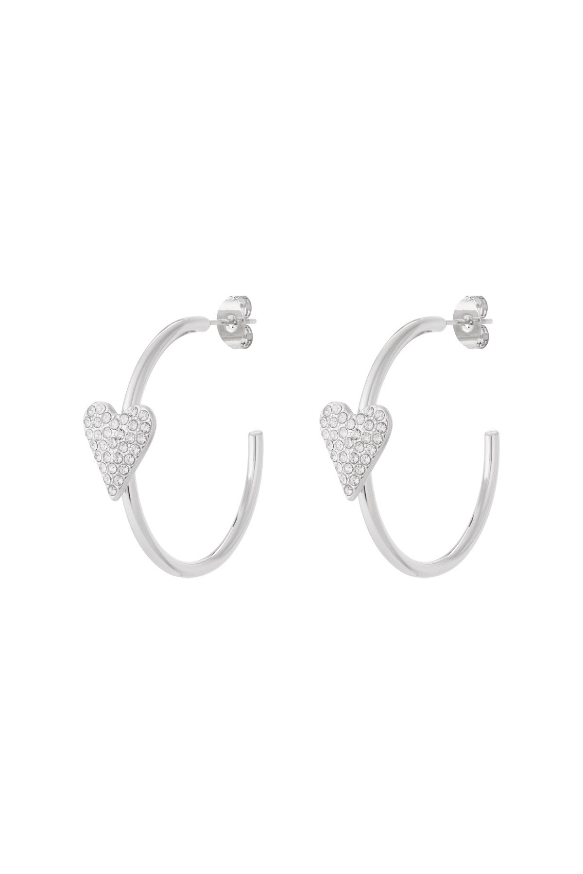 Oorbellen hart medium - zilver