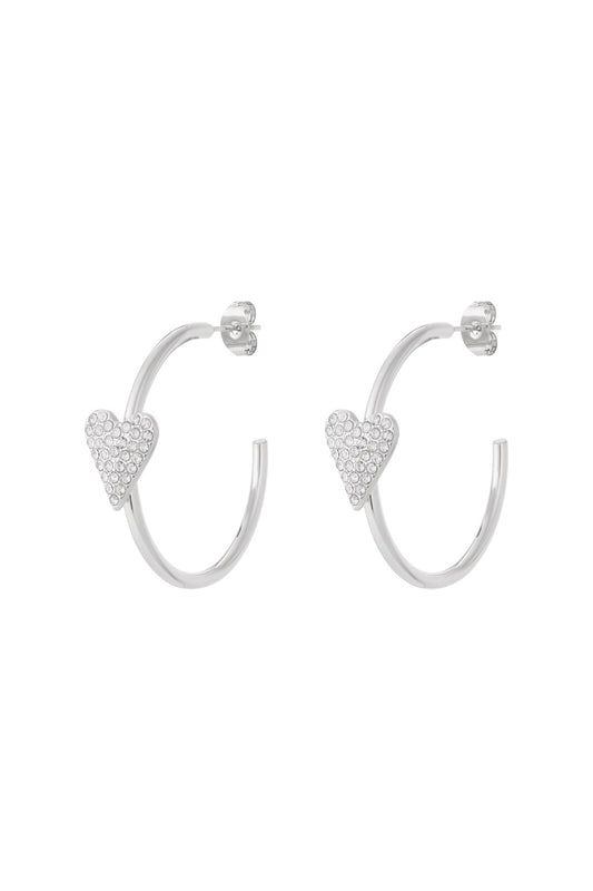 Oorbellen hart medium - zilver