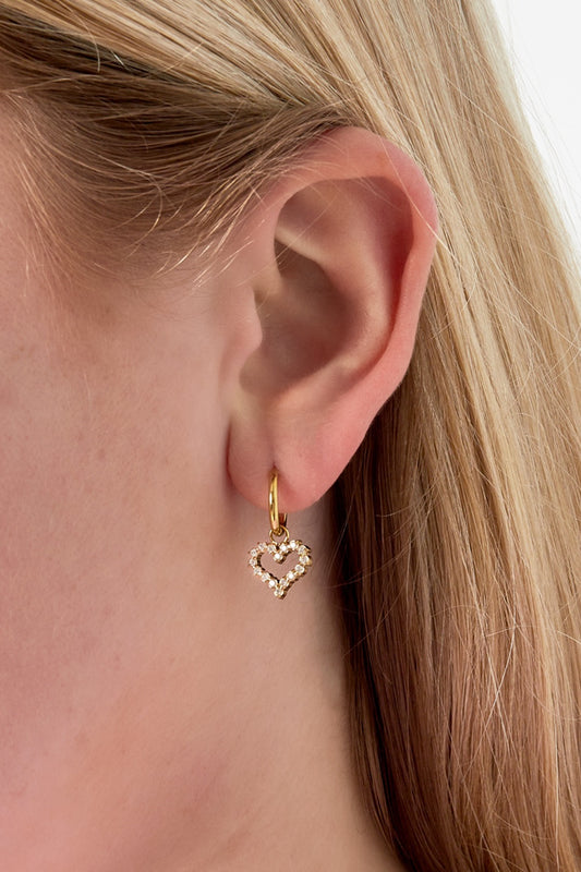 Oorbellen hart strass - goud