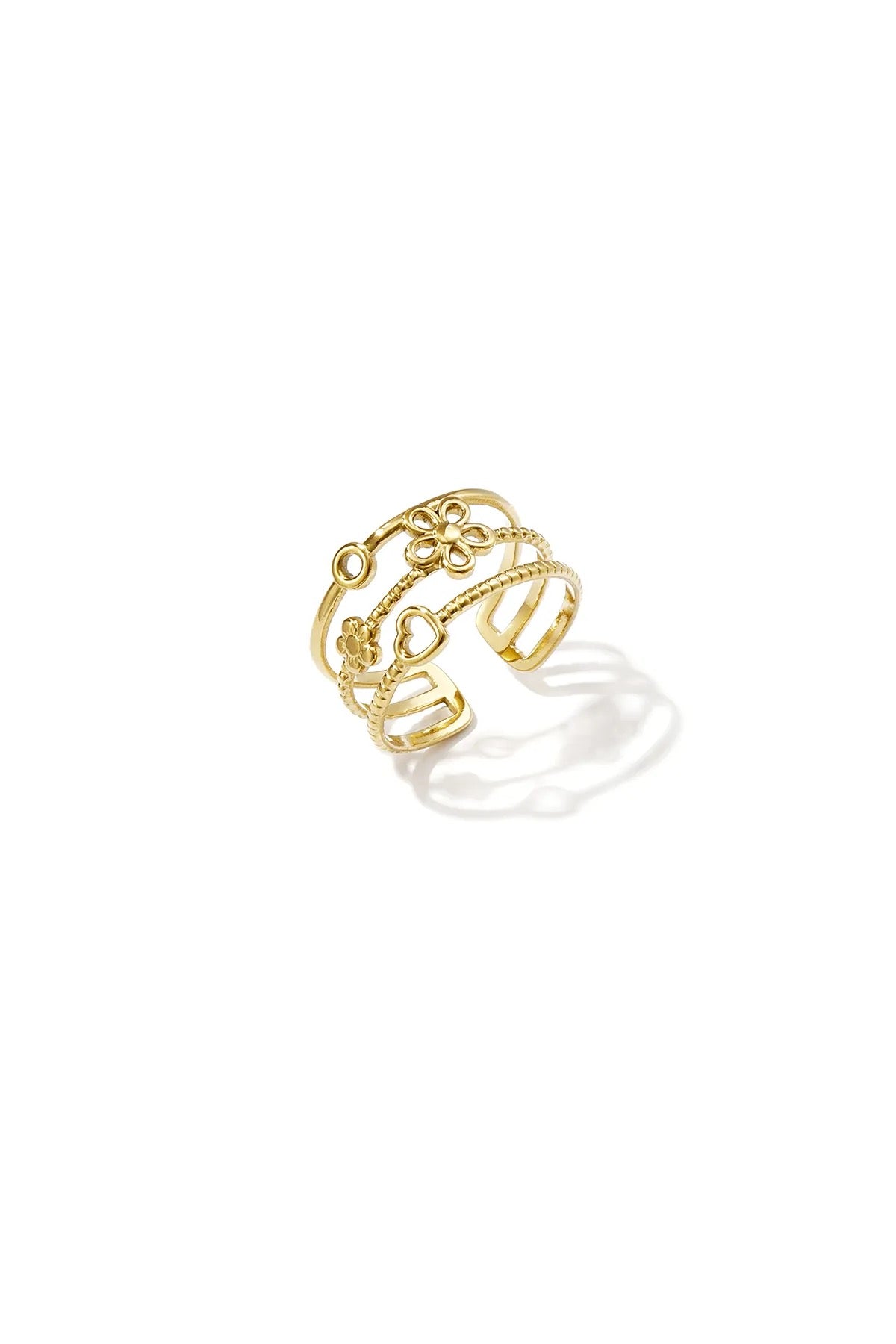Ring met bloemmotief -goud