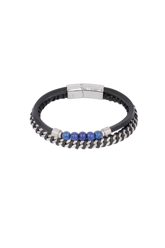 Heren armband serenity - zwart/blauw