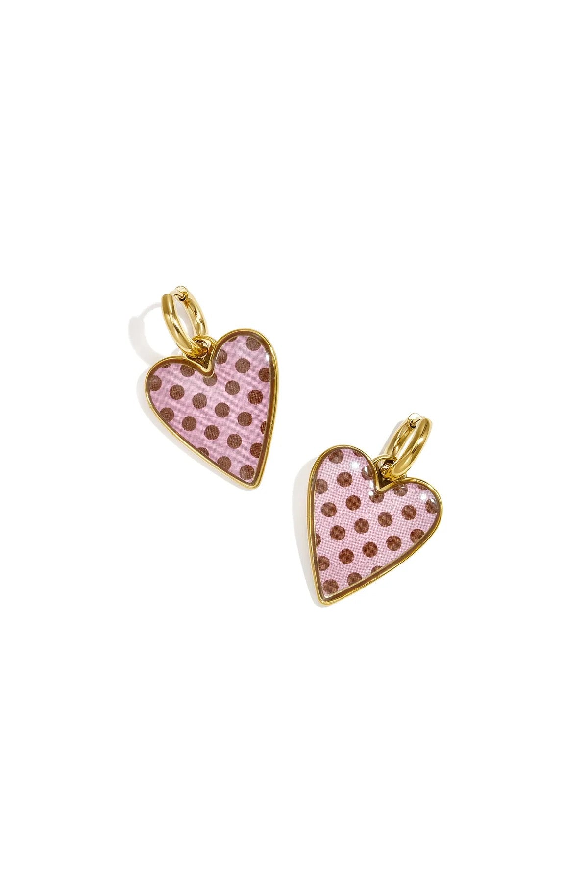 Dots heart oorbellen -roze