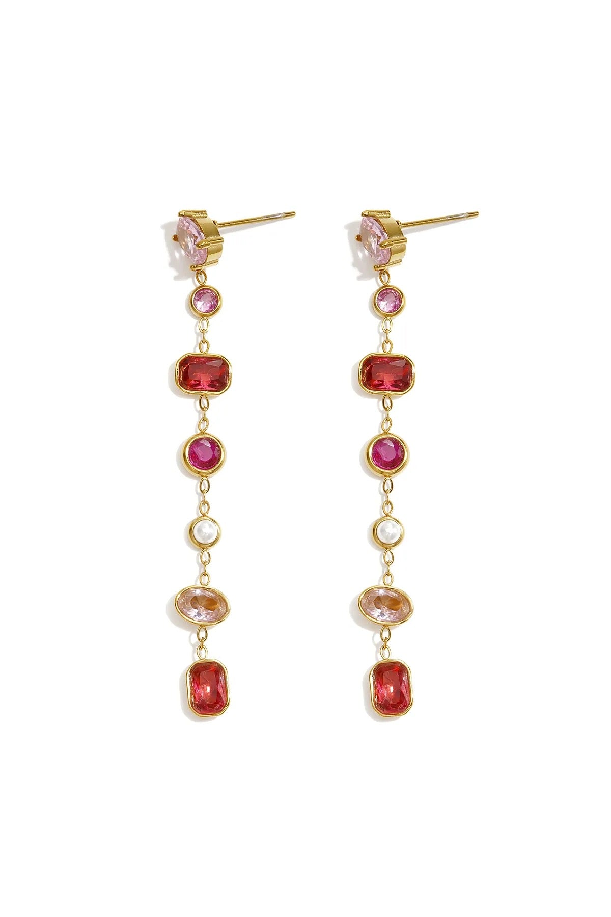 Hangende oorbel -roze