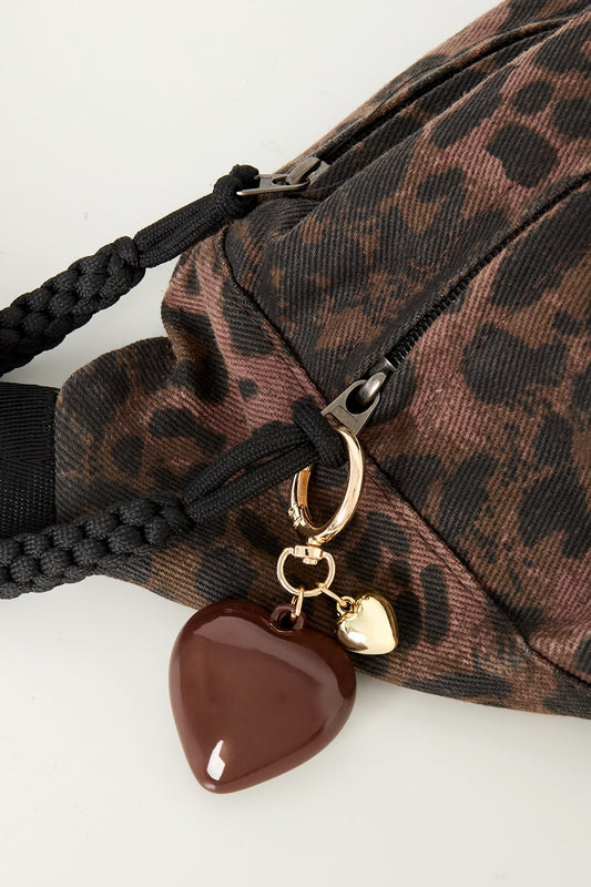 Tas/Sleutelhanger hart - bruin