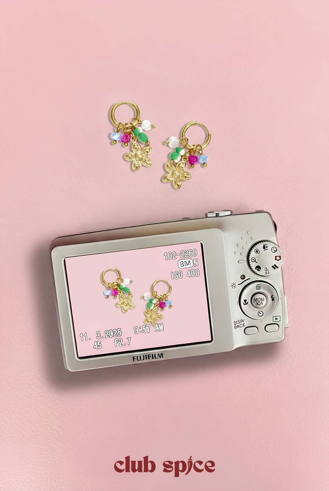 Hangende oorbellen met bloemenmotief -goud