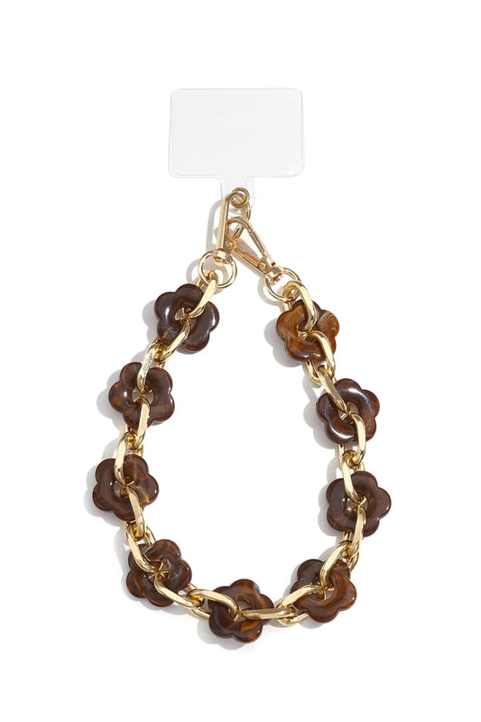 Telefoonkoord bloem - bruin