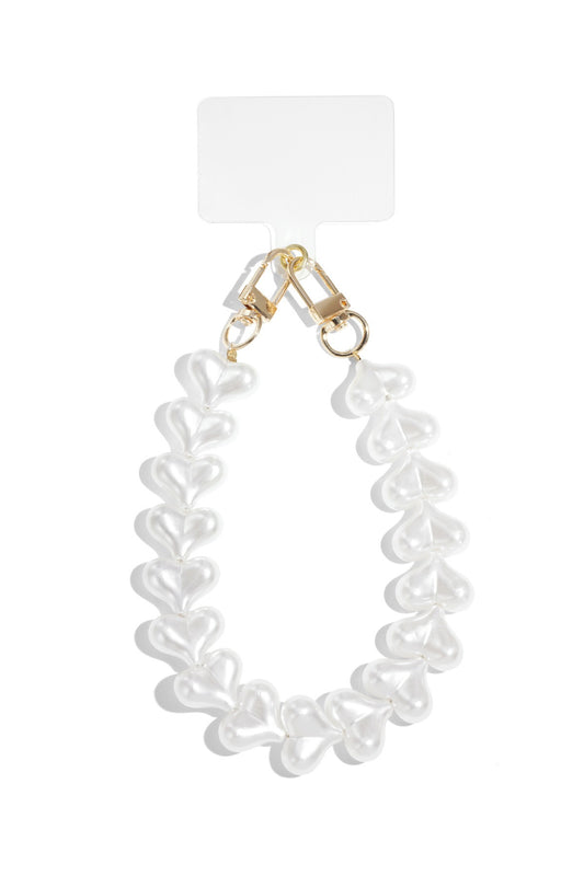 Telefoonkoord hartjes - wit