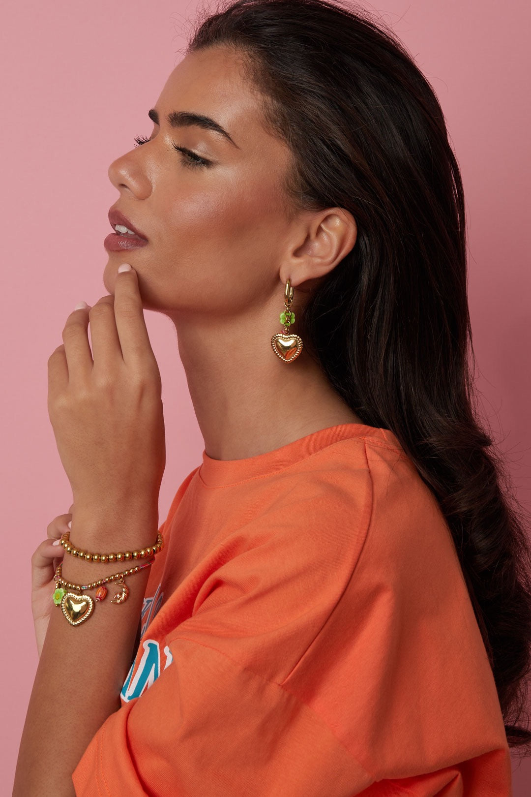 Oorbellen met hartjesmotief -goud