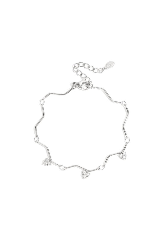 Armband met zigzag patroon en steentjes -zilver