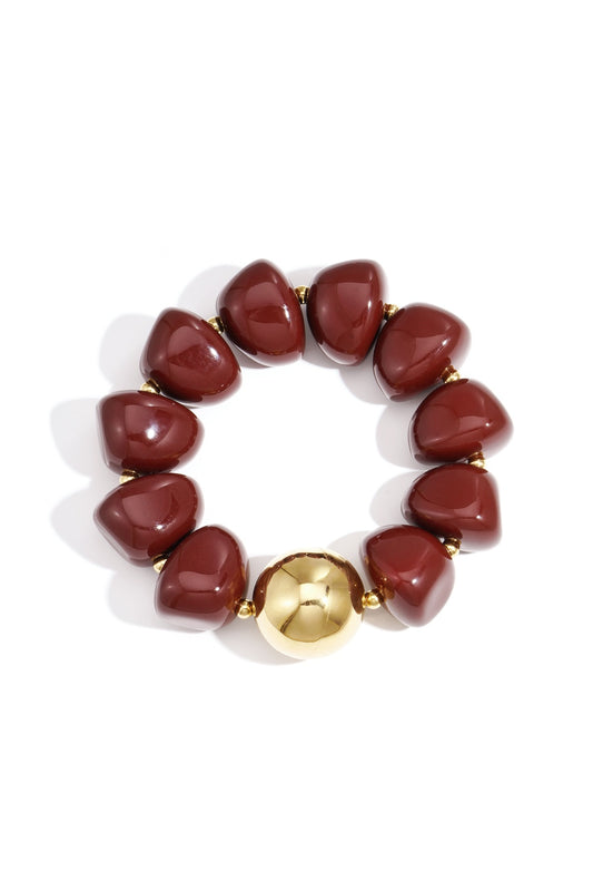 Armband retro kralen - karmozijnrood