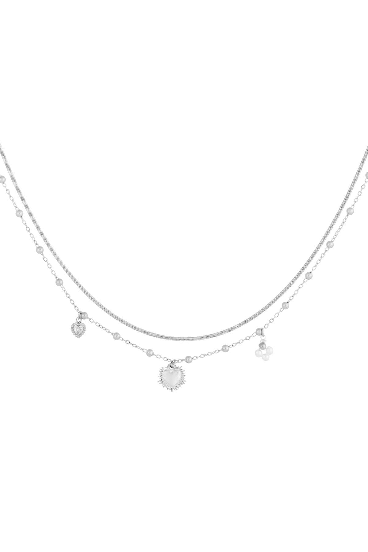 Dubbele ketting met hart bedel