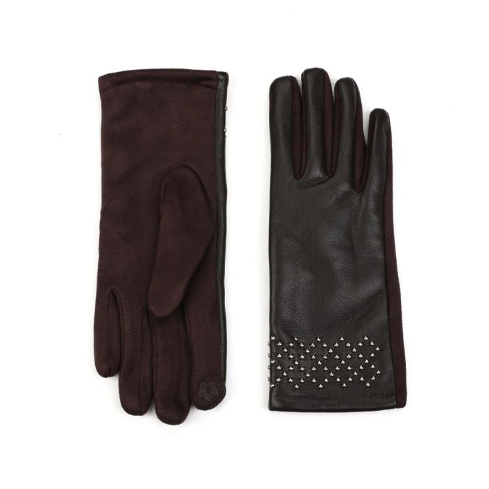 Handschoenen met studs -bruin
