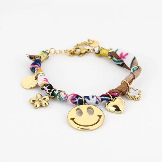 Gevlochten armband met bedels
