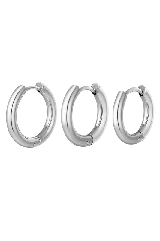 Creolen set 3 hoop oorbellen zilver Stainless Steel