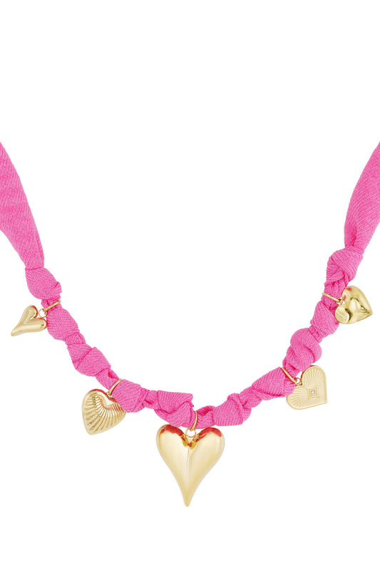 Ketting color bliss heart - Fuchsia